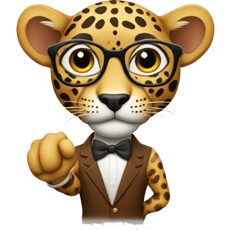 jaguar with nerd glasses and raising finger emoji