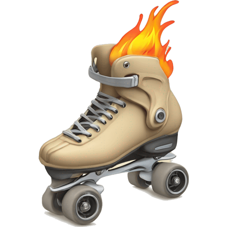 a beige rollerblade inline skate leaving fire traces just from their 3 wheels, just the object itself emoji