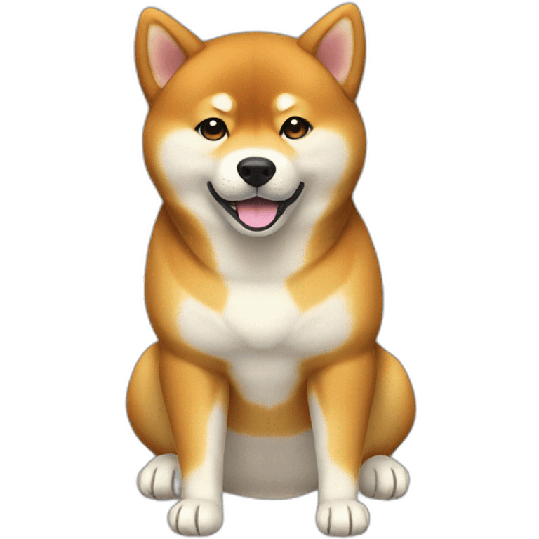 shiba inu full body sit photo 3/4 back paws like lying down front paws normal sit position emoji