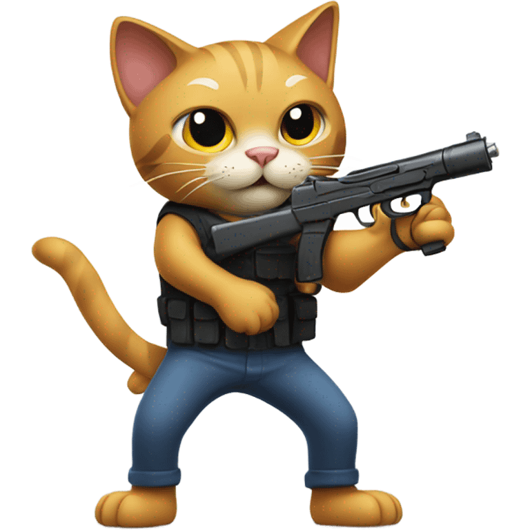 a cat holding a gun emoji