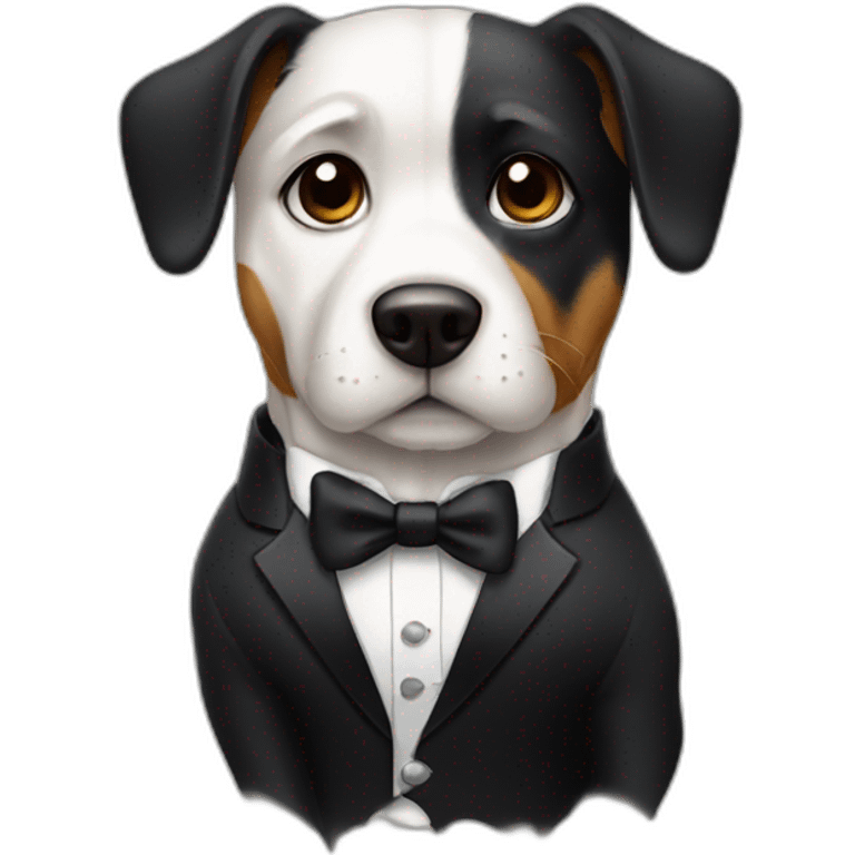 a dog dressed in a tuxedo emoji