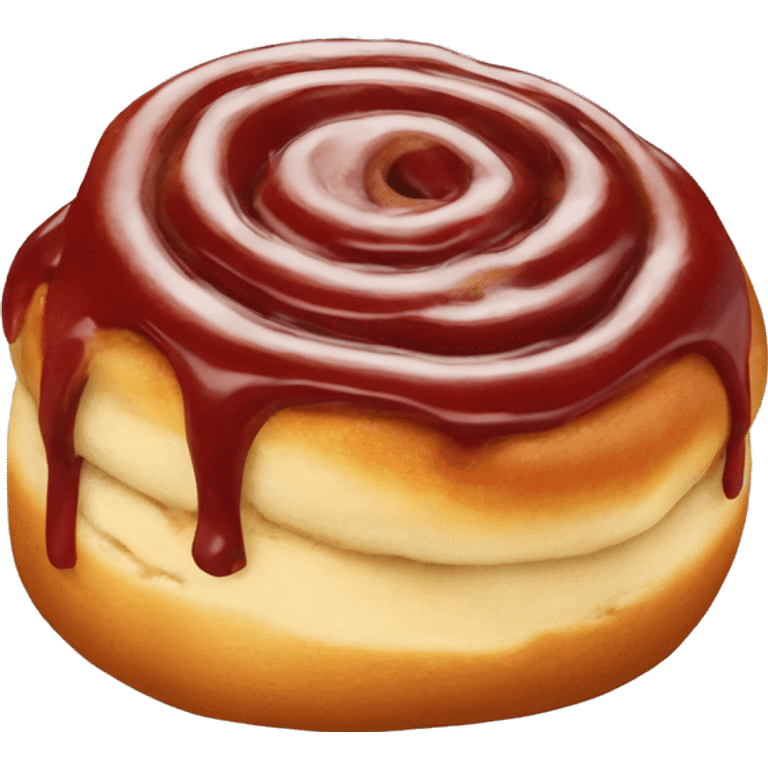 Cinnamon roll with dark red icing  emoji