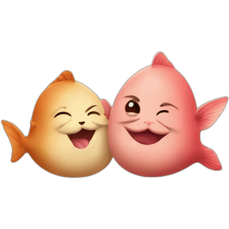 Otarie et Orque qui se font un bisous emoji