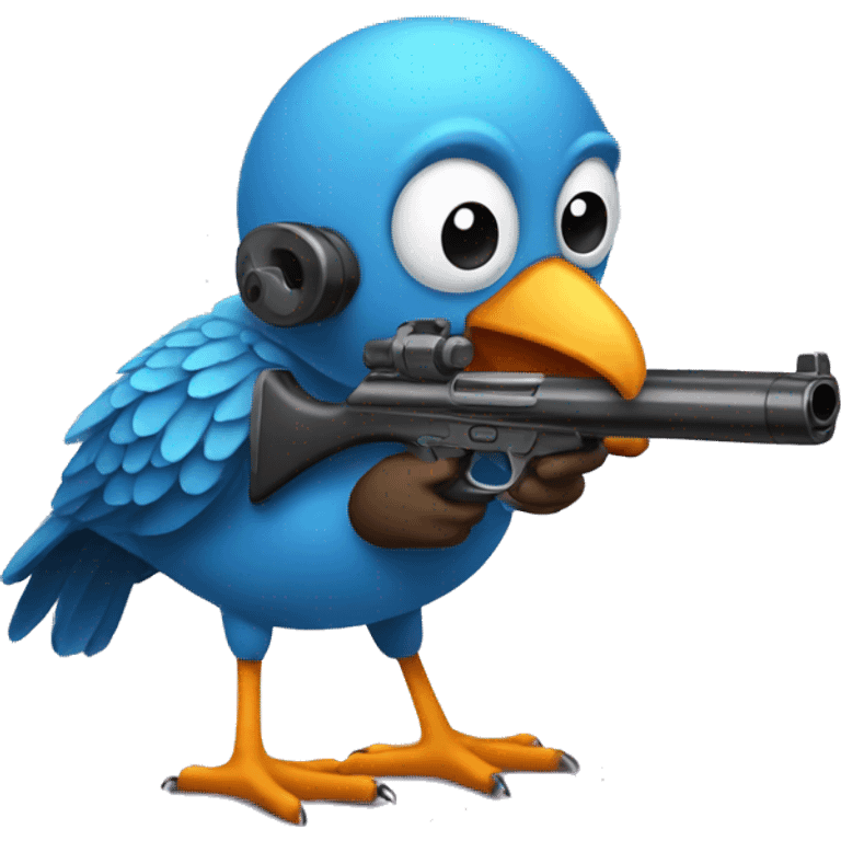 Bird holding a toy gun emoji