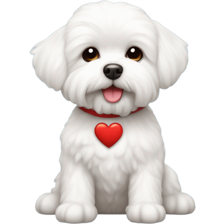 Maltese Bichon with a red heart emoji