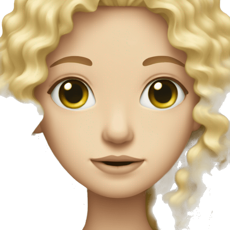 green eyed blonde curly long haired white skin girl emoji