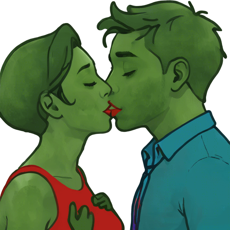 A girl and boy kissing  emoji