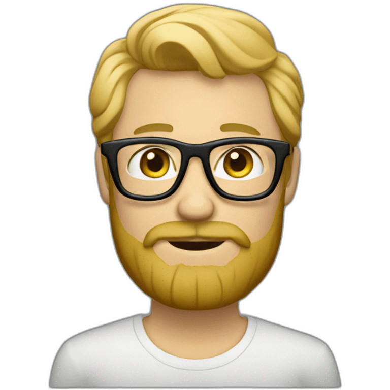 blonde bearded designer with glasses and a mac emoji