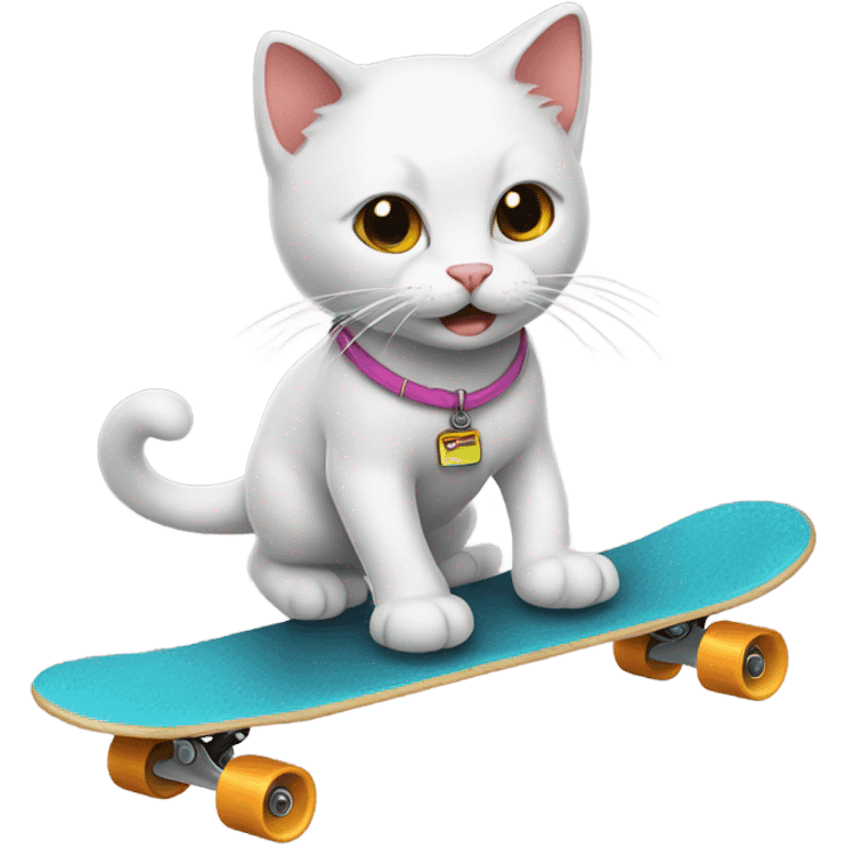 Kitty riding a skateboard emoji