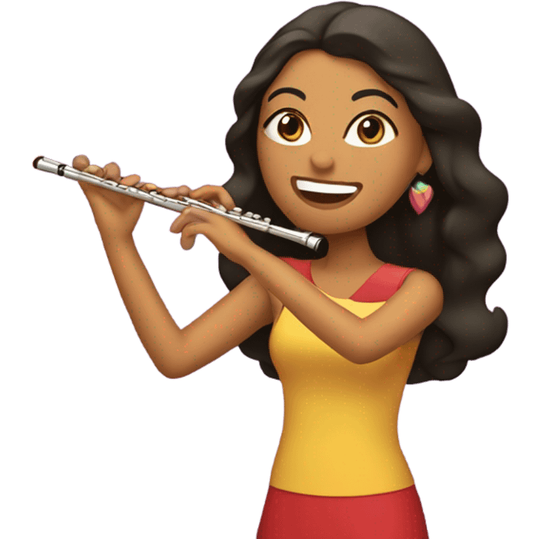 Latino woman playing the flute on stage  emoji