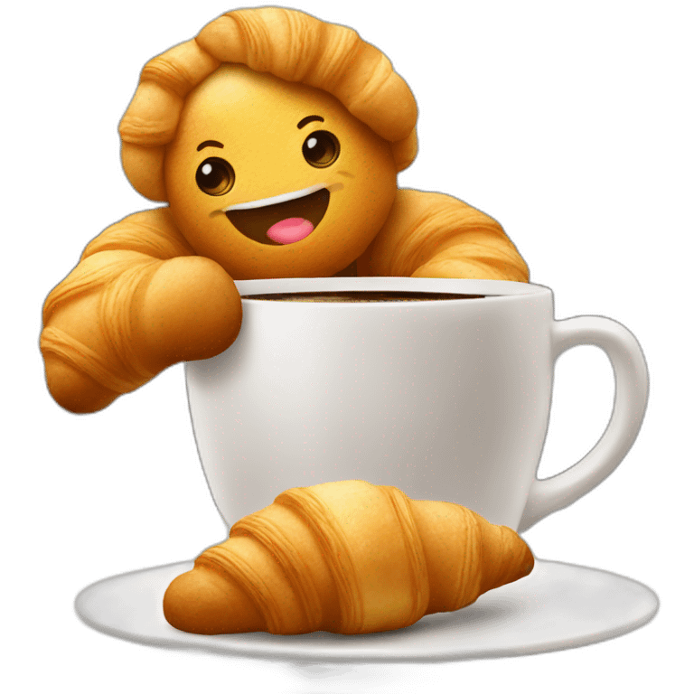 Coffee with croissant in cafe  emoji