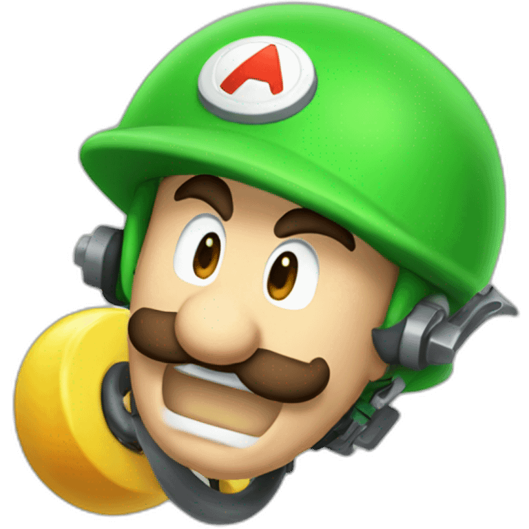 luigi with a device designed to propel a projectile using pressure or explosive force emoji