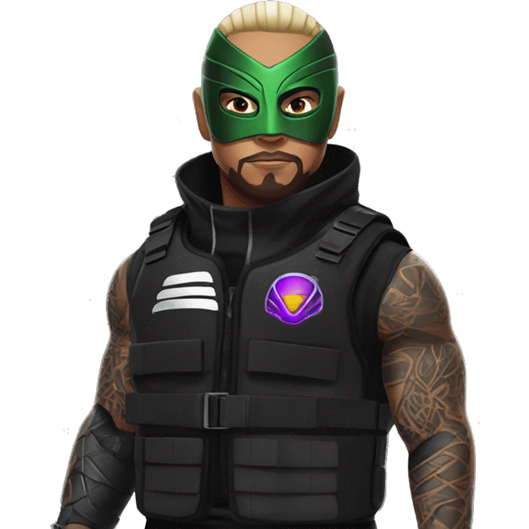 Dominik Mysterio wearing a black tactical vest  emoji