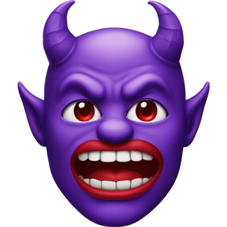 Purple Devil male with red kiss lips emoji