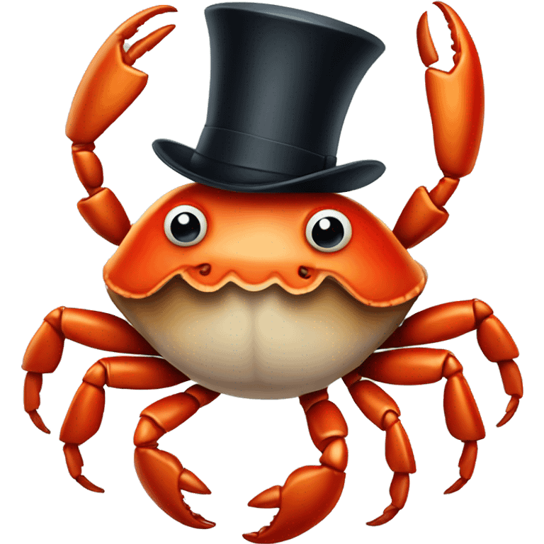 Crab wearing a top hat emoji