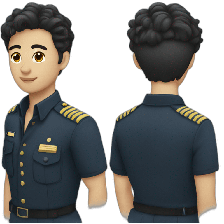 Deck officer,Black hair emoji