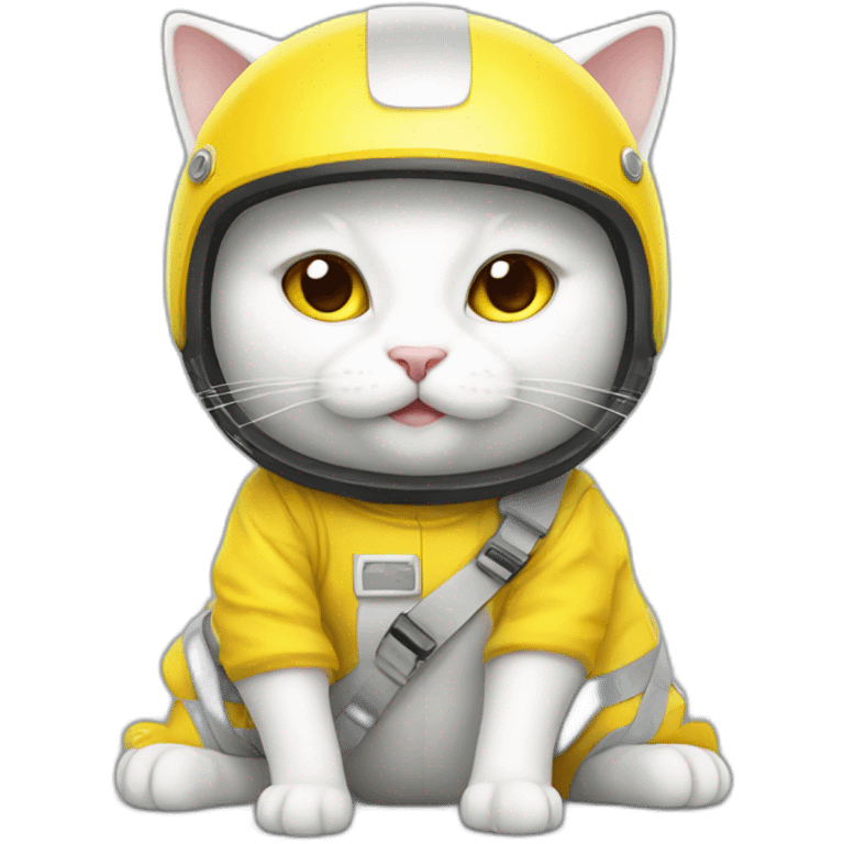 White cat in yellow helmet emoji