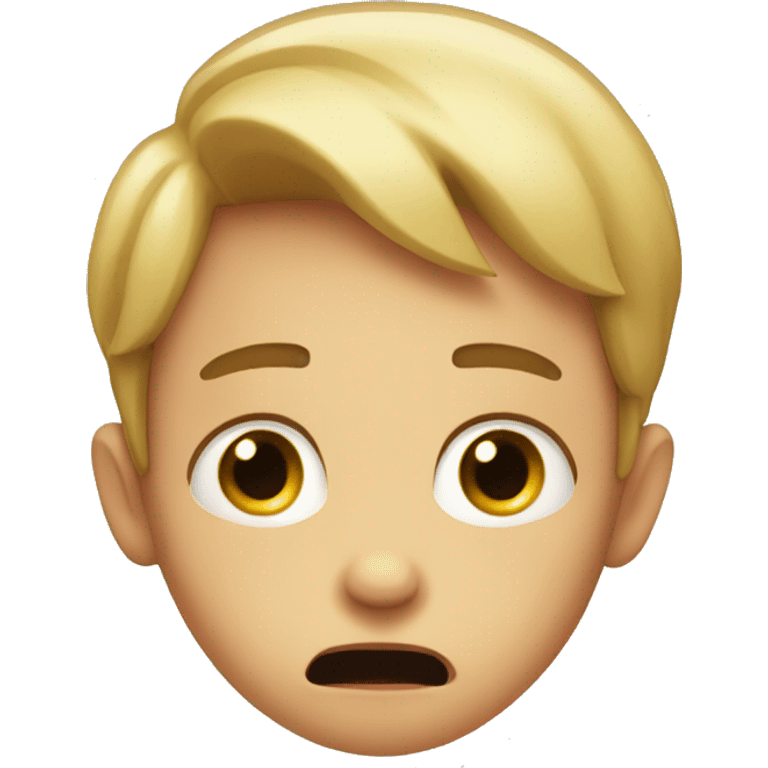 A boy shocked with little tears emoji