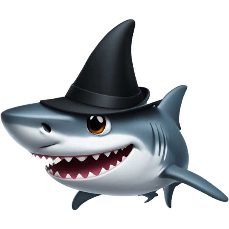 Shark with a top hat emoji