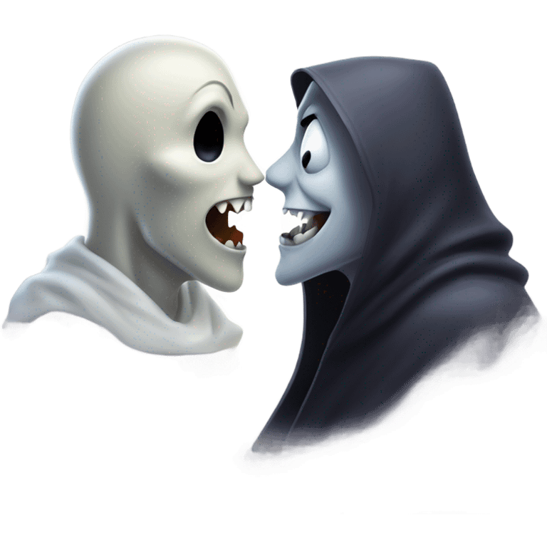 Scary Ghost kissing vampire emoji