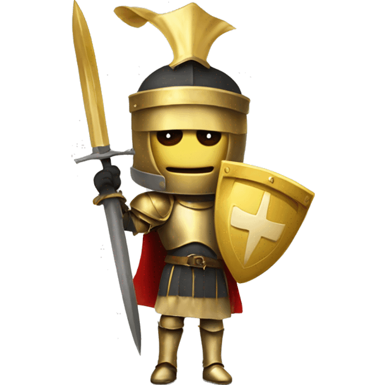 Golden knight holding banner overhead emoji