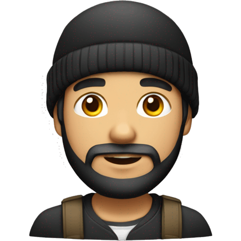 Jeune homme vietnamien cheveux noir avec barbe et bonnet emoji