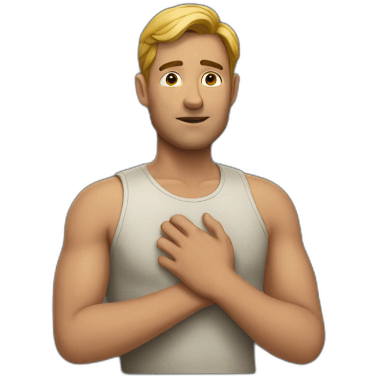 Man with hand on the chest emoji