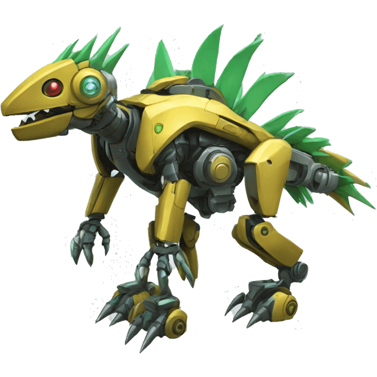 a futuristic mechanical spiky Medabot-lizard-raptor full body emoji