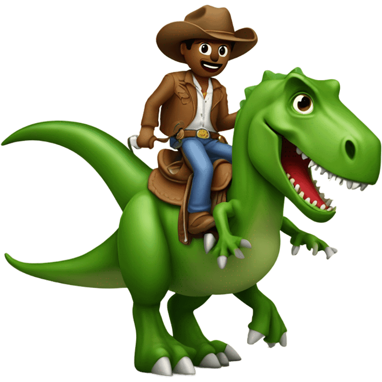 Cowboy on a dinosaur holding a green pepper  emoji