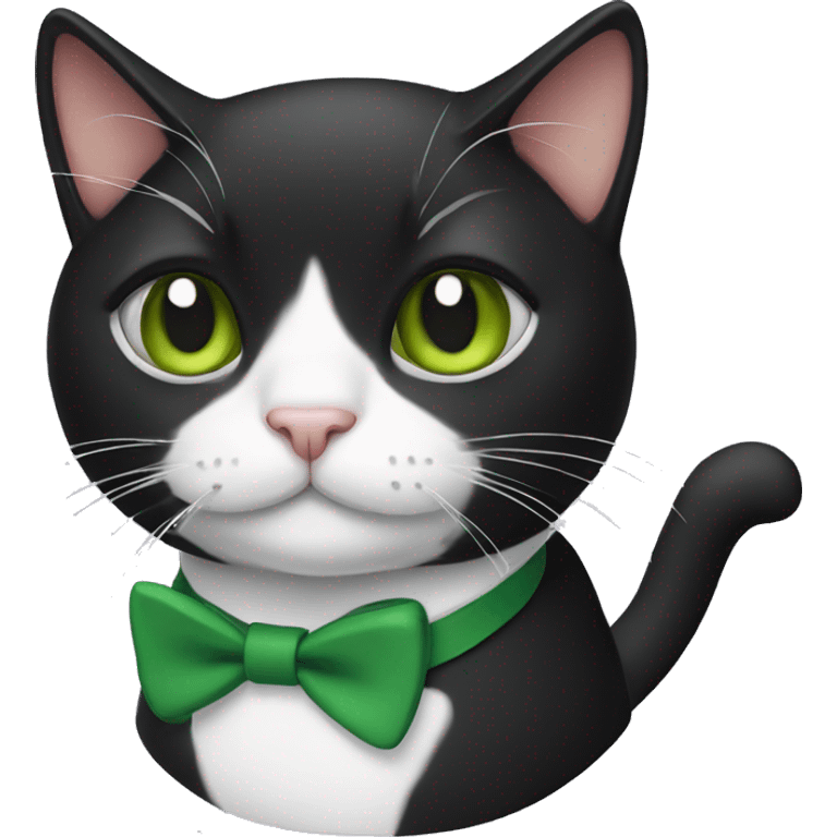 Tuxedo cat with green  emoji