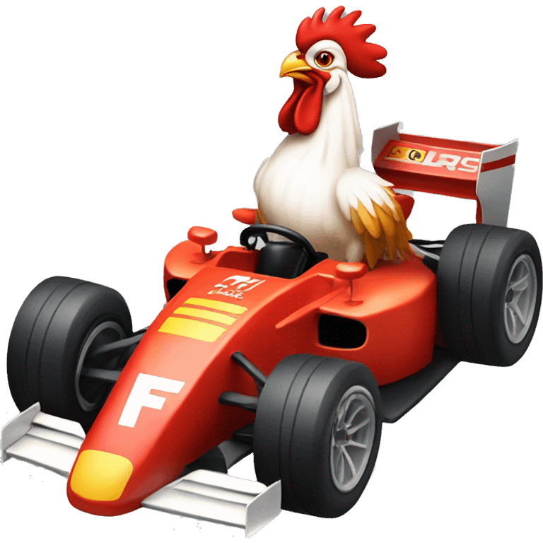 rooster riding a F1 car emoji