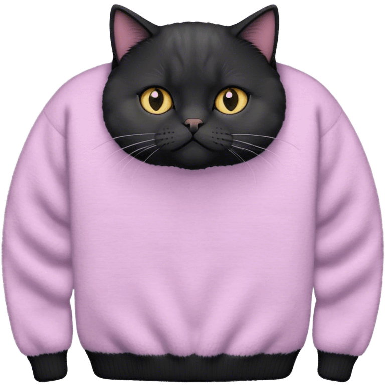 Black British cat with pastel sweater emoji