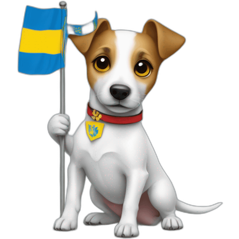 Jack Russell terrier dog with the flag of Ukraine  emoji