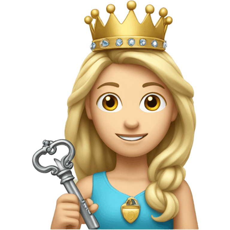 Caucasian Heidi with key and crown emoji