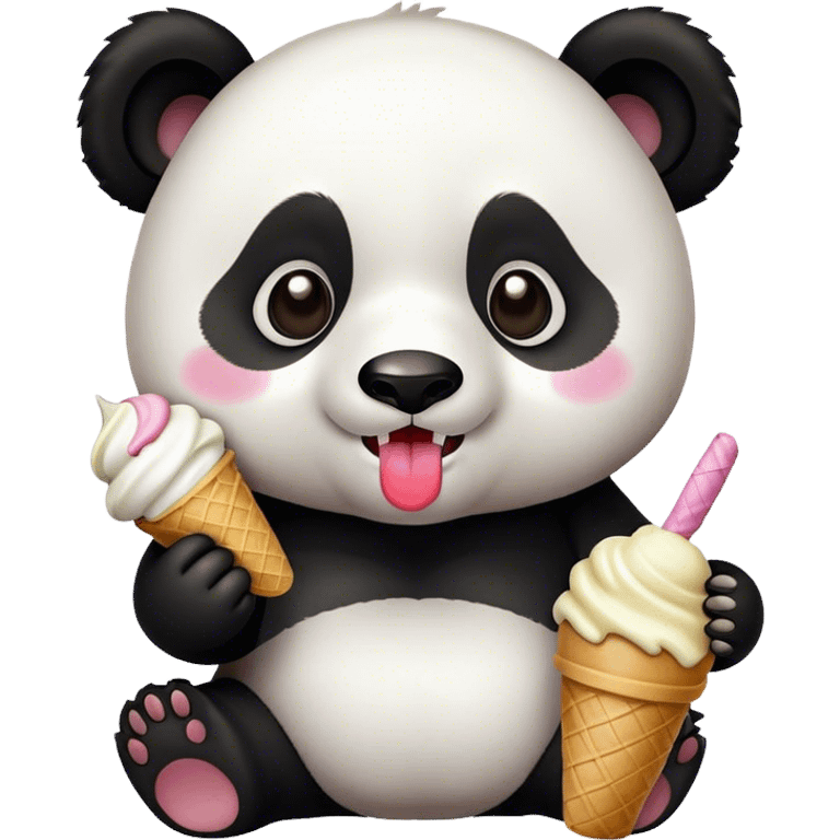 Panda eating ice cream emoji