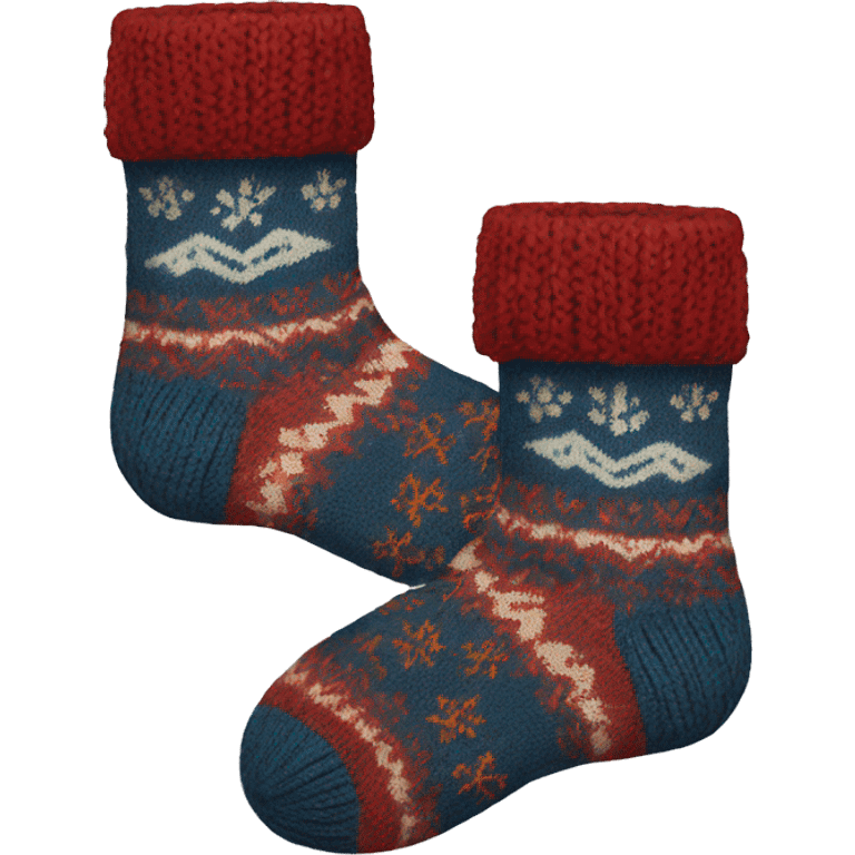 Cozy knitted winter pair of socks  emoji