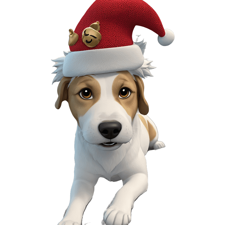 dog in santa hat indoors emoji