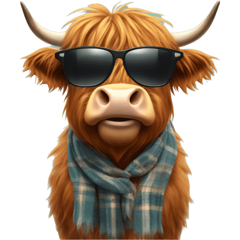 Highland cow wearing sunglasses emoji