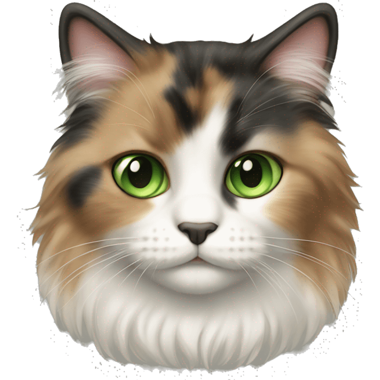 Fluffy diluted calico cat with green eyes  emoji