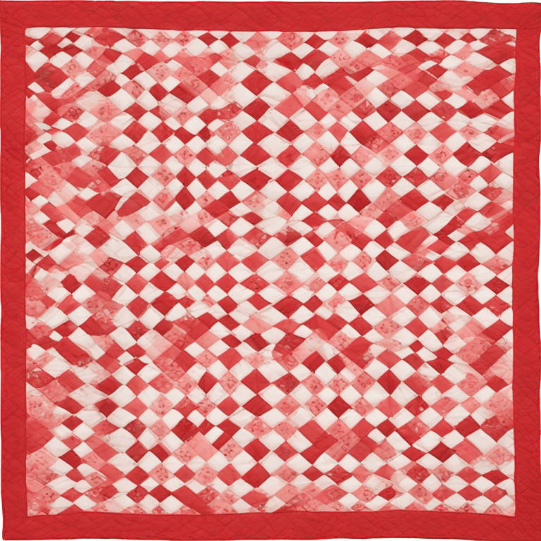 red and white patch work quilt; with red trim emoji