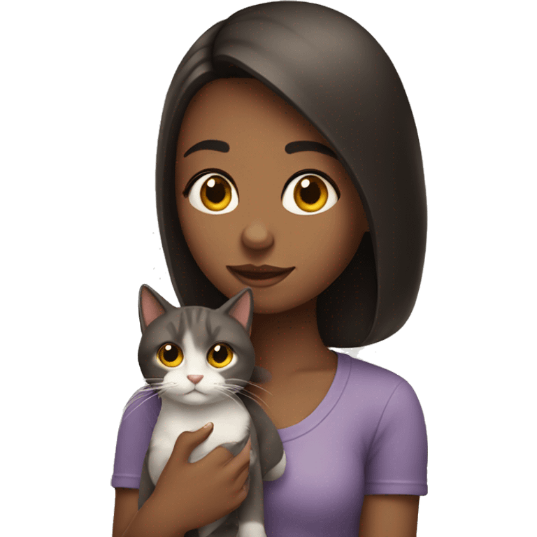 girl with cat  emoji