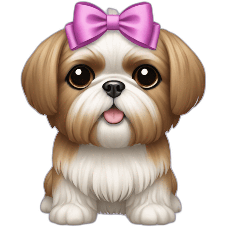 Dog Shih Tzu with a bow on head full-body emoji