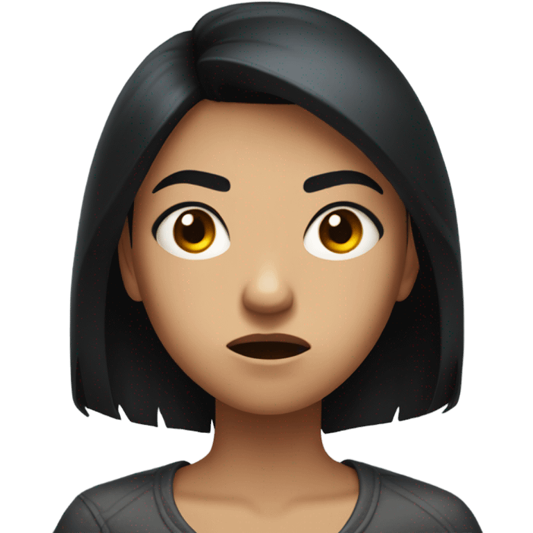 angry girl with straight black hair  emoji