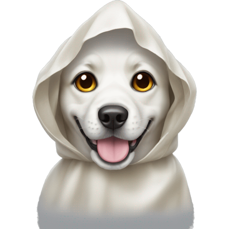 Cute dog in ghost sheet costume  emoji