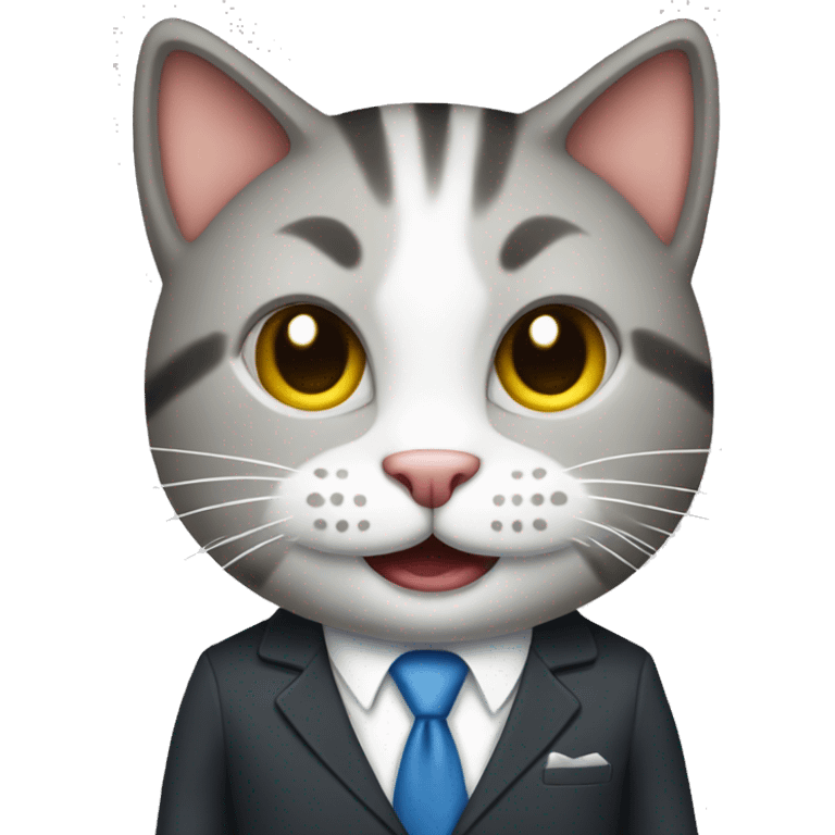 HAPPY cat in business suit emoji