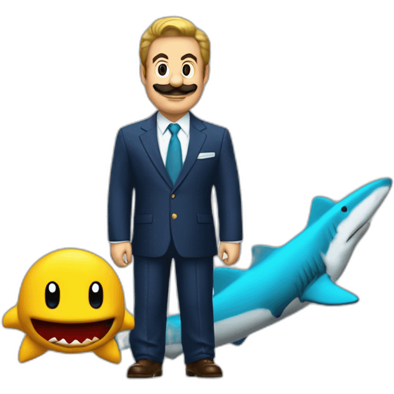 super mario bros with shark tank style businessman suit emoji