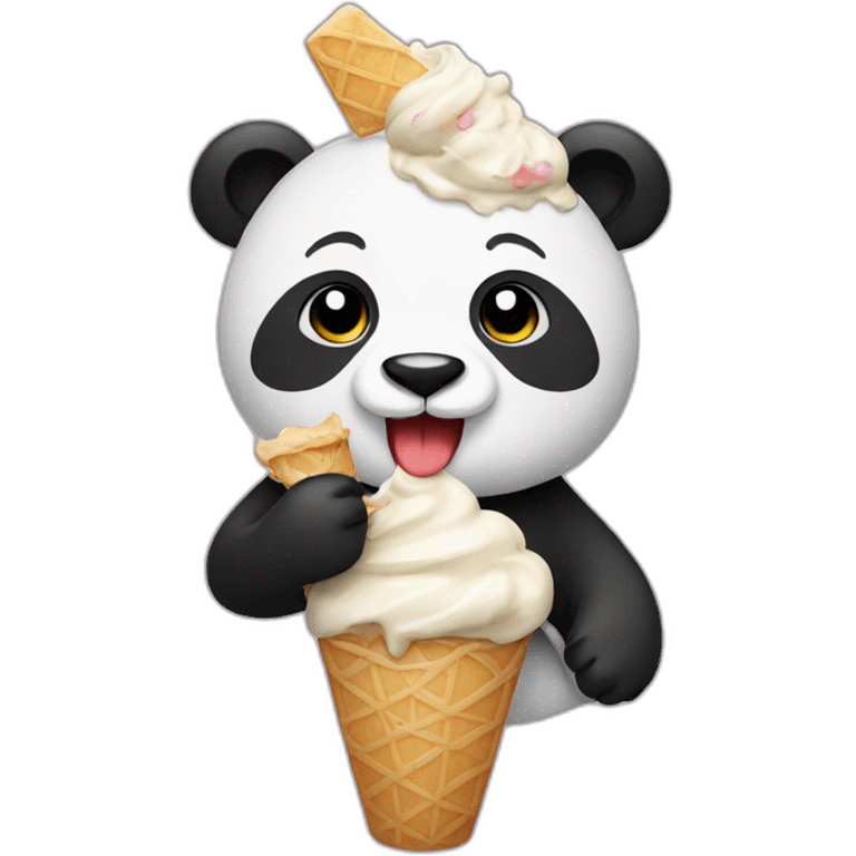 Panda eating ice cream emoji