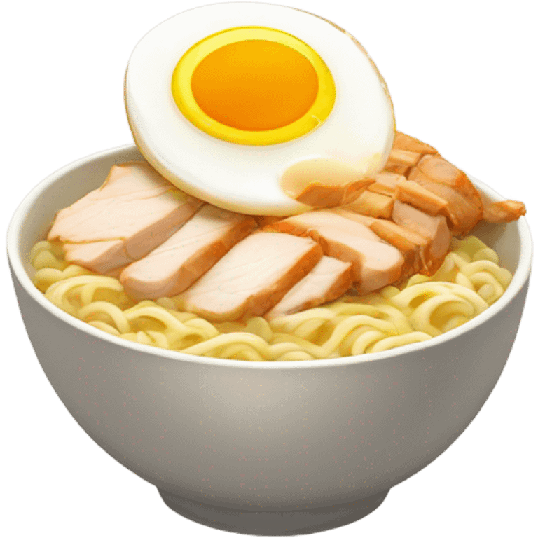 Ramen noodles with chicken and egg emoji