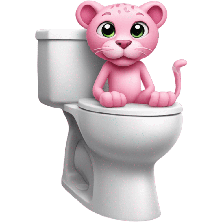 Pink panther on a toilet emoji