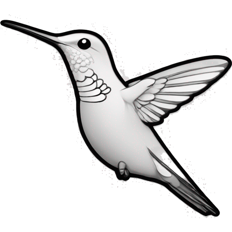 hummingbird Bird black and white outline emoji